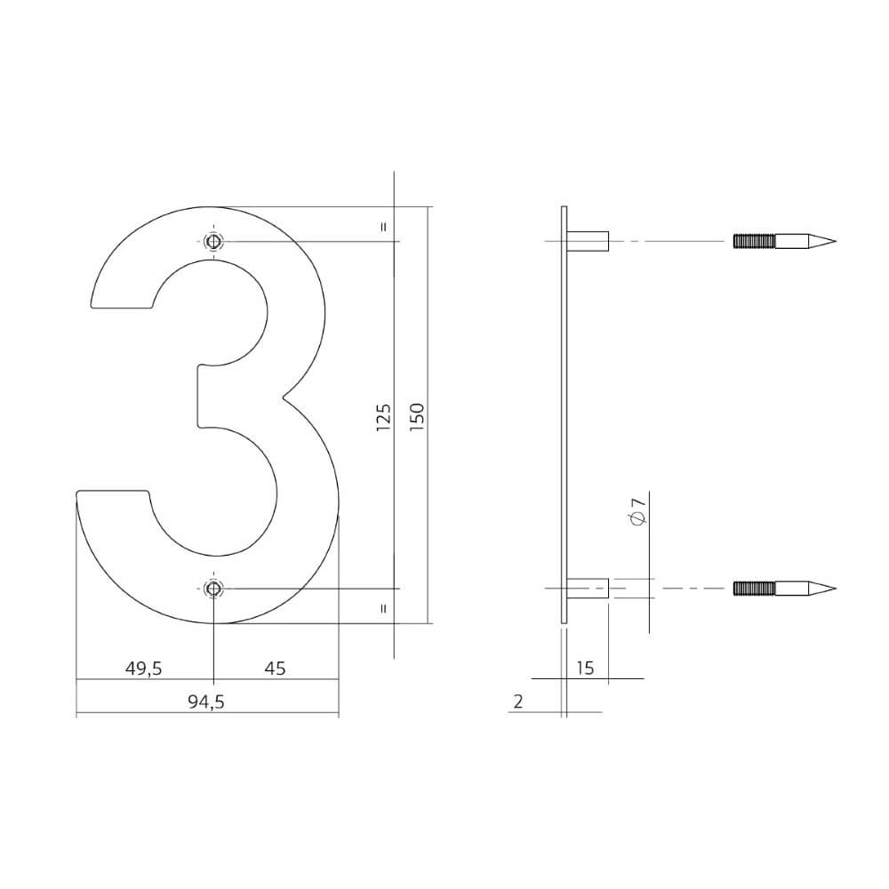 Maison numéro 3 Numbra Acier inoxydable 150x2mm Intersteel 8714186126721