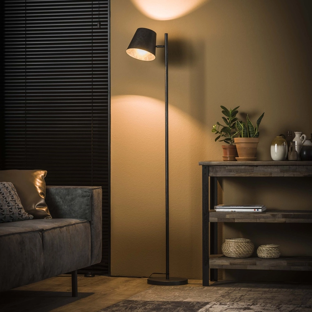Lampe de pied en métal Flex 157 cm - charbon de bois