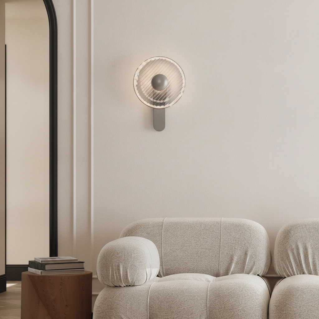 Lampe murale de conception Lavina Gris argenté avec verre fumé Ø 25cm