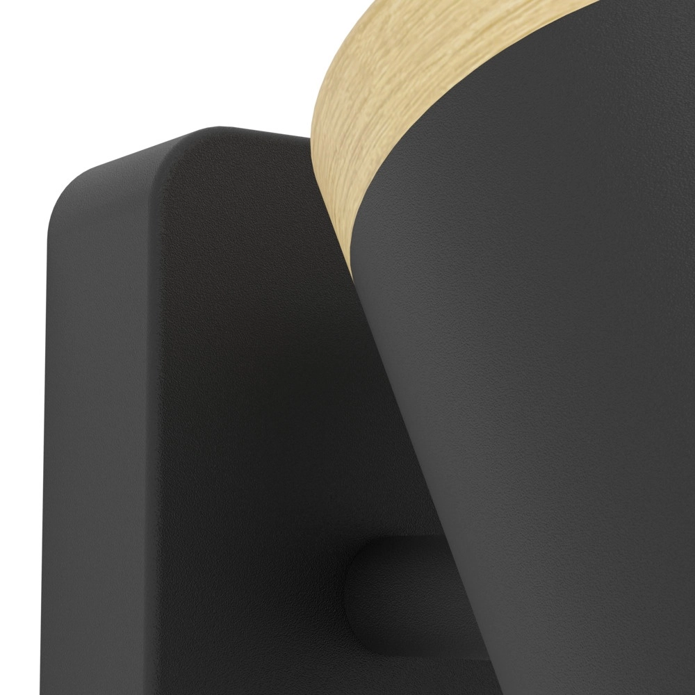 Applique murale Consuma Single noir avec bois Eglo 9008606323654