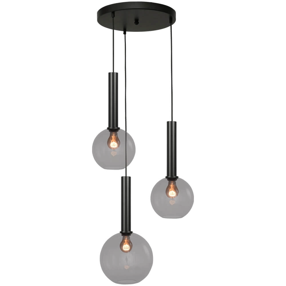 Lampe suspendue Vide Bella 2 3 lumières avec verres fumés Lampe suspendue Vide Bella 2 3 lumières avec verres fumés