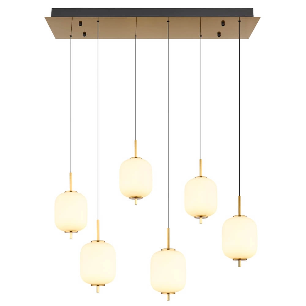 Suspension dorée Ewald Verre blanc à 6 lumières Globo 9007371452583