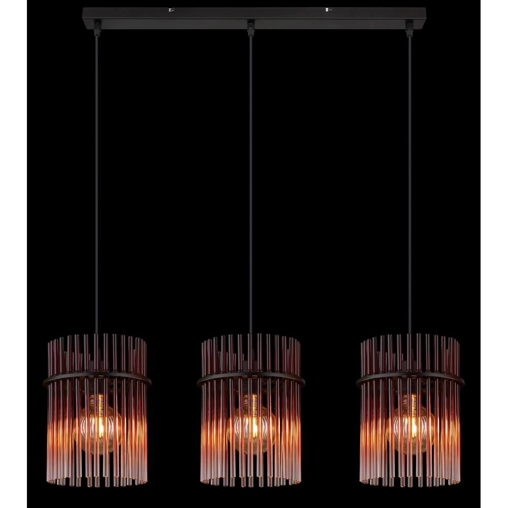 Suspension noire Gorley avec verre rouge 3 lumières Globo 9007371465965