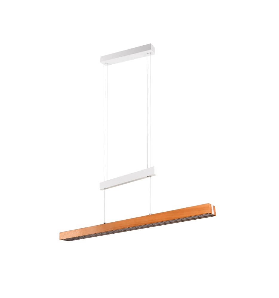 Lampe suspendue de bureau Trajan avec aspect bois et blanc Trio 4017807613018