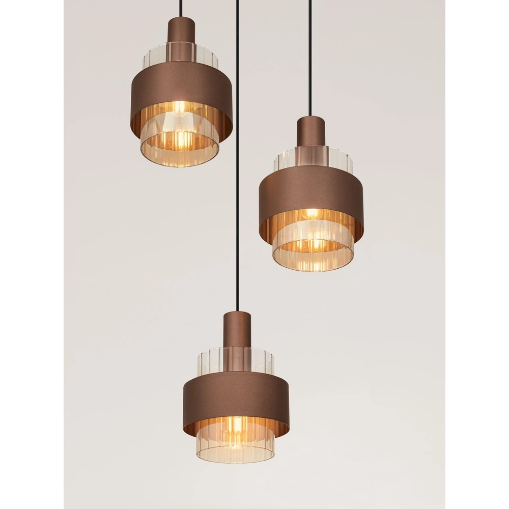 Lampe pendante moderne Serena 3 café brun clair Lyora 5212063501140