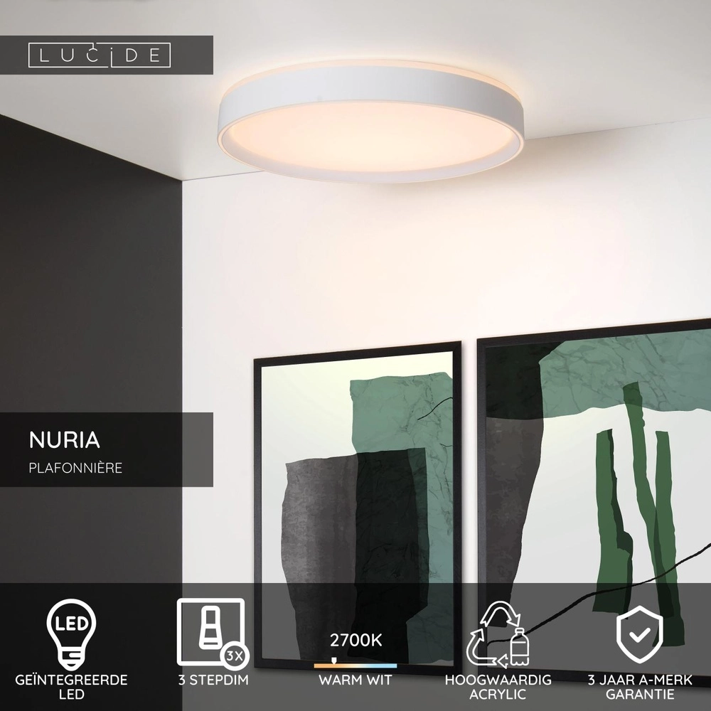 Éclairage de plafond Nuria Ø 50 cm de blanc Lucide 5411212791801