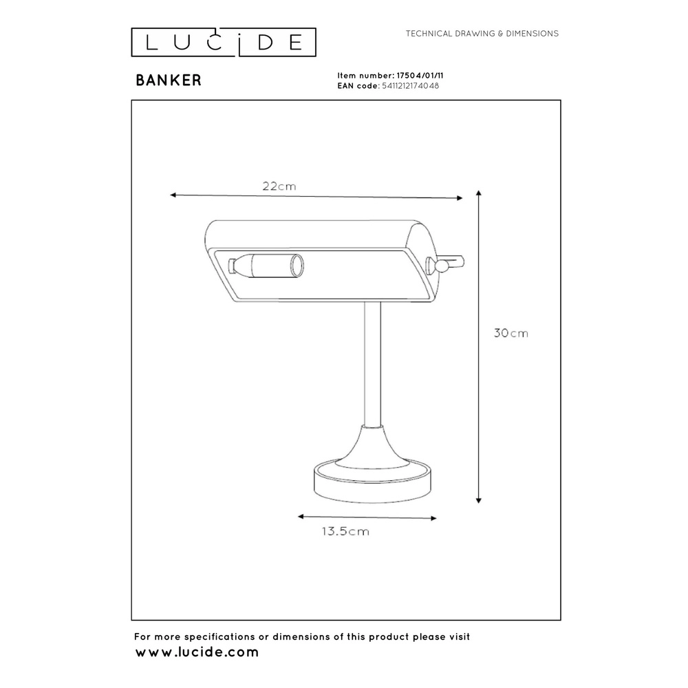 Lampe de bureau Banker Chrome Lucide 5411212174048