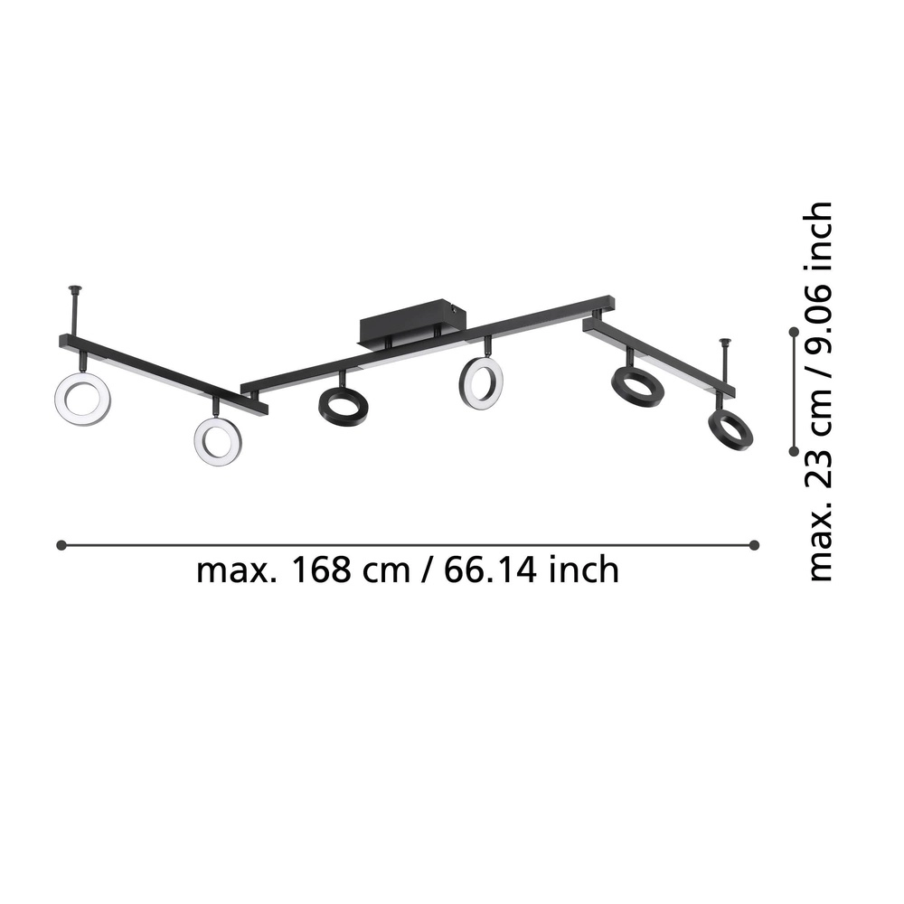 Lumière LED noire de plafond Cardillio 1 160 cm Eglo 9008606255986