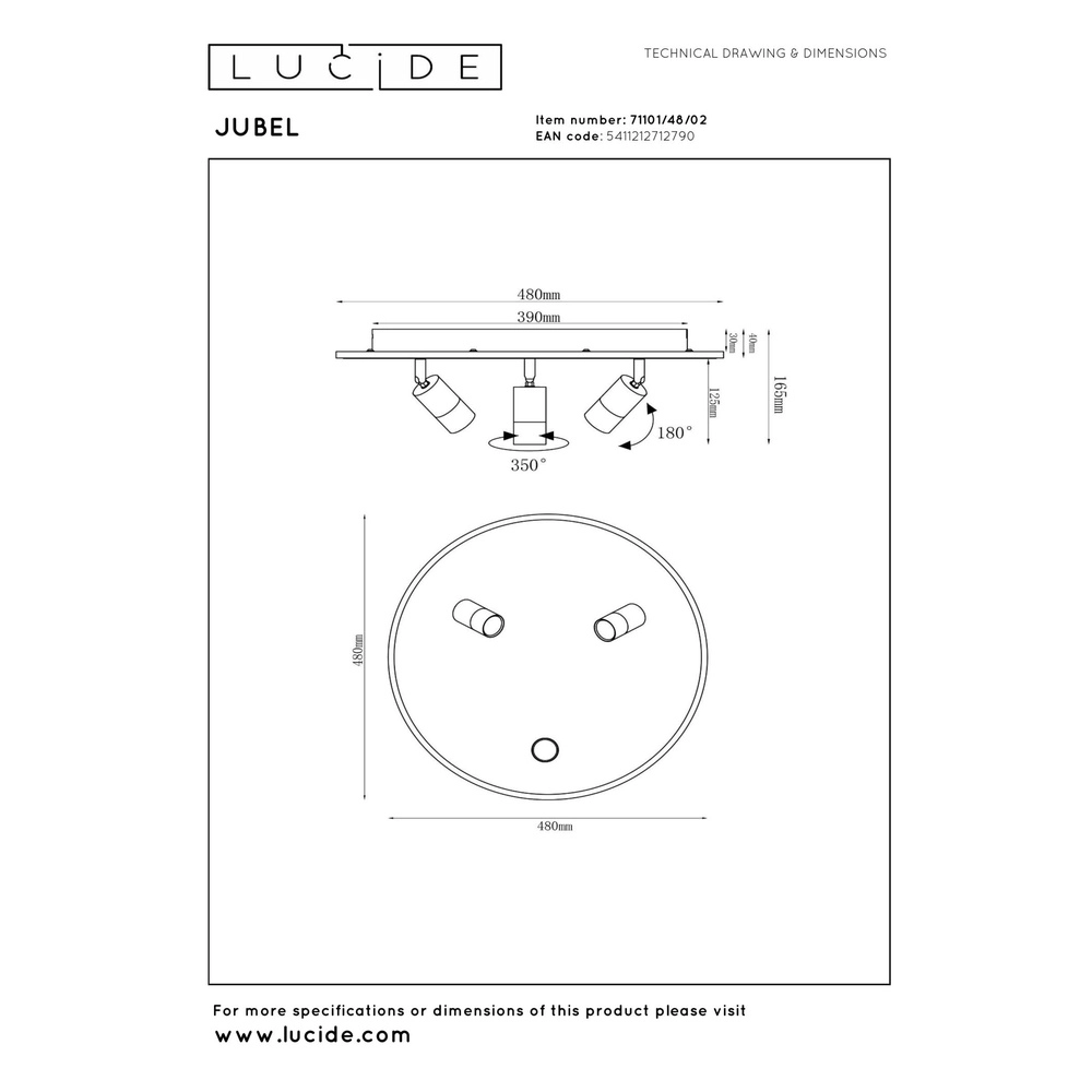 Lampe de plafond à design Jubel or Ø 48cm Lucide 5411212712790