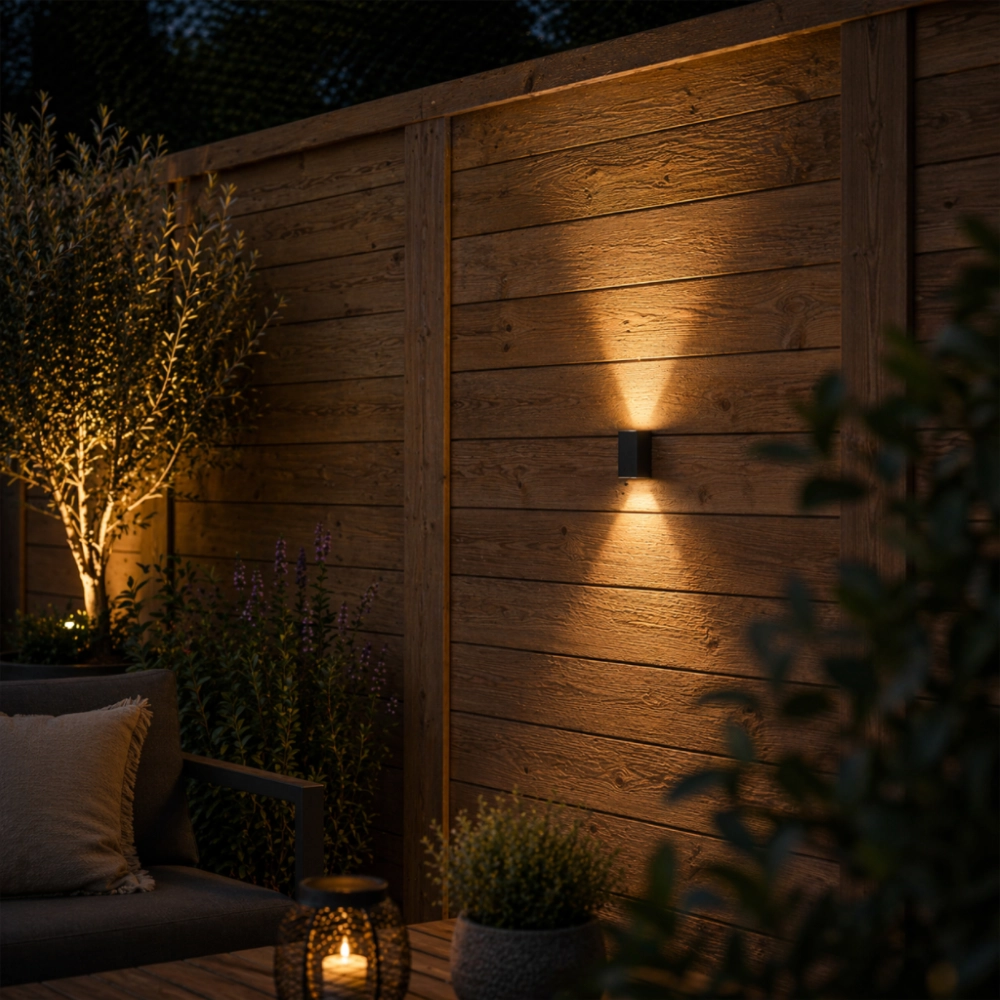 Projecteur mural élégant Vara Noir en haut et en bas GardenLights 8719979284817