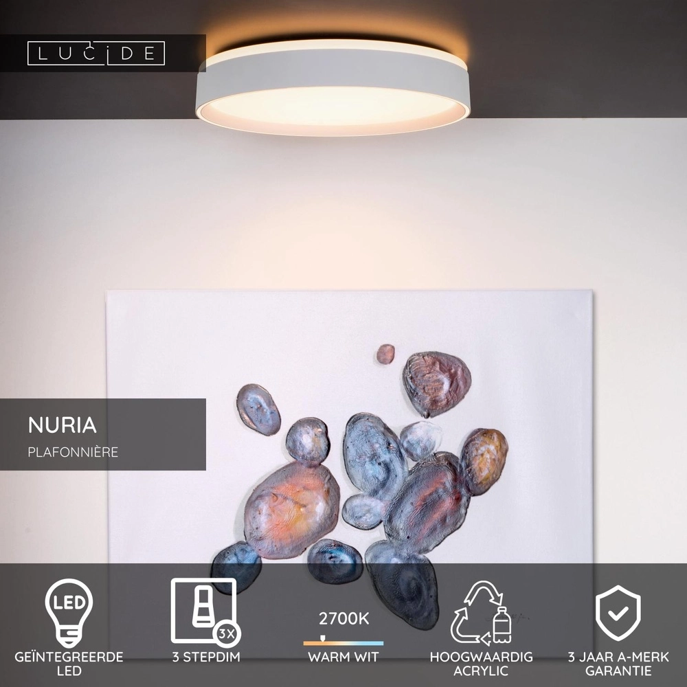 Éclairage de plafond Nuria Ø 40 cm de blanc Lucide 5411212791788