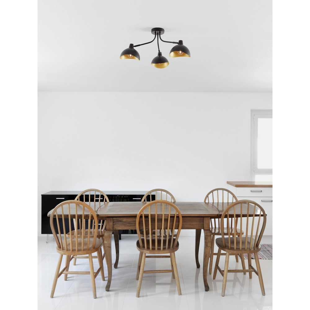 Plafonnier Geti M noir avec intérieur doré Lyora 5212017436399