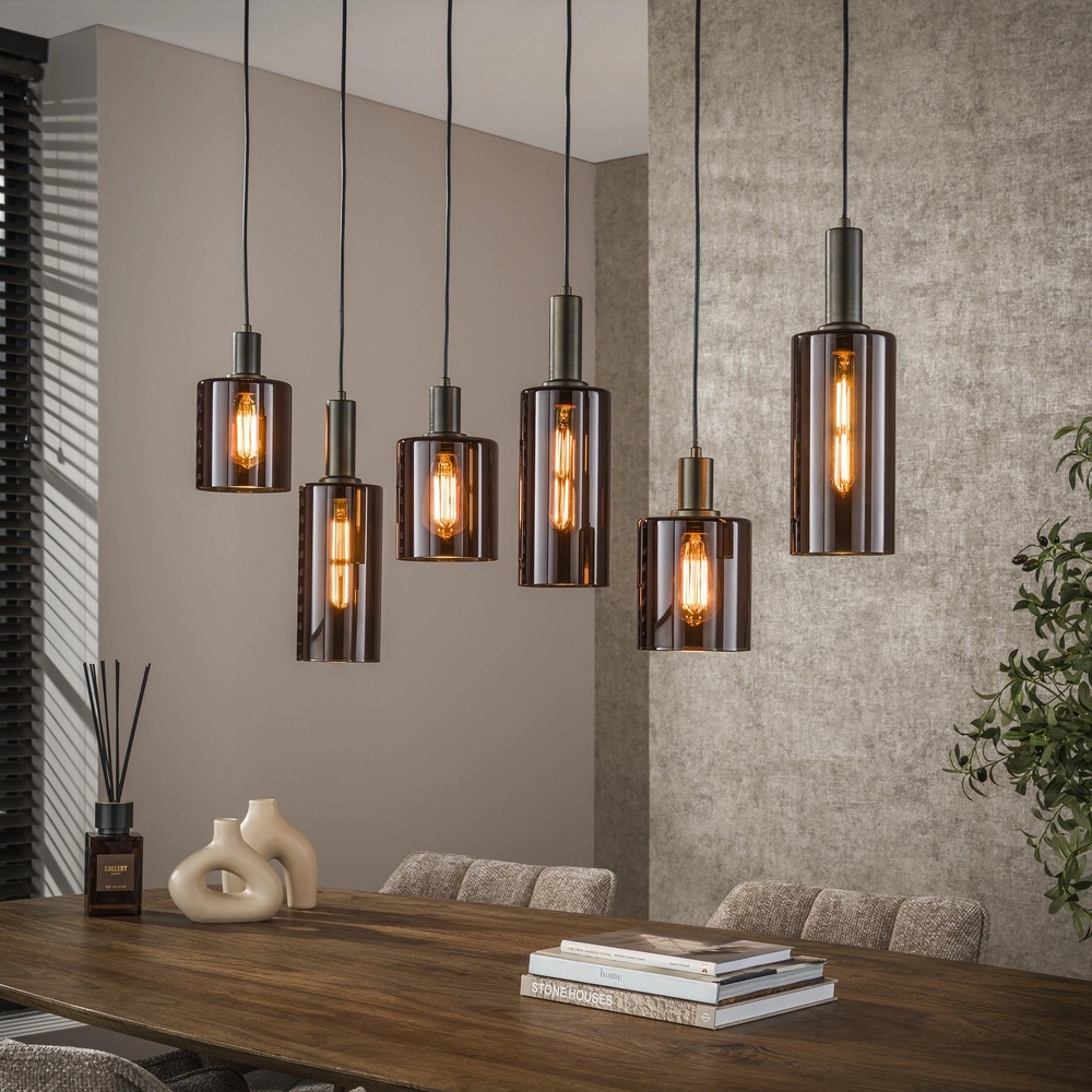 Lampe pendante de table à manger Sepiora Marron Sienna - verre foncé