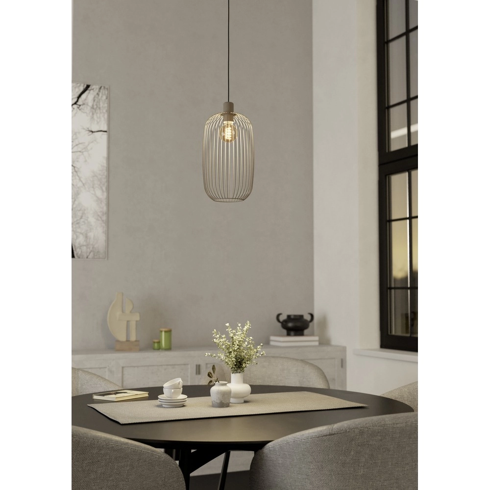 Lampe suspendue filaire Lodods brun sable Ø 22cm Eglo 9008606390298