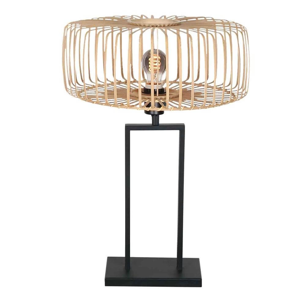 Lampe de table Stang noir avec bambou Ø 40cm