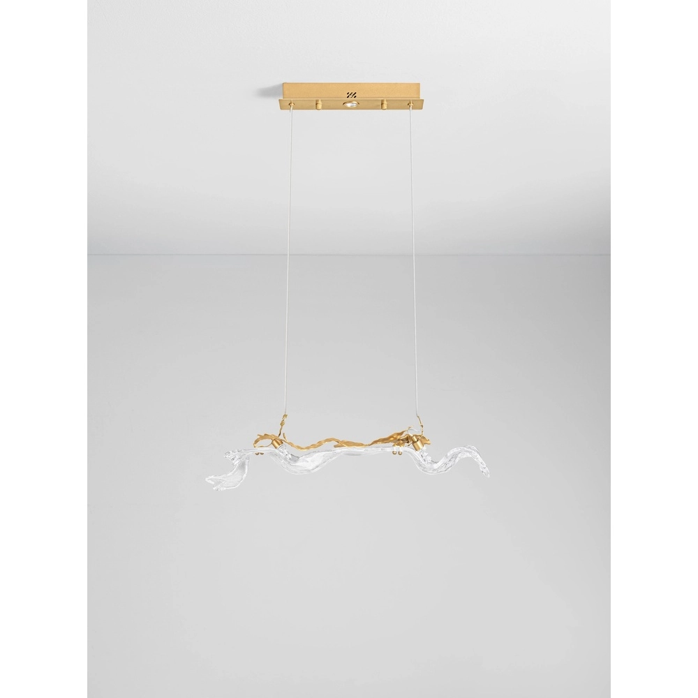Lampe pendante dorée Avesa avec du verre transparent Lyora 5212063500419