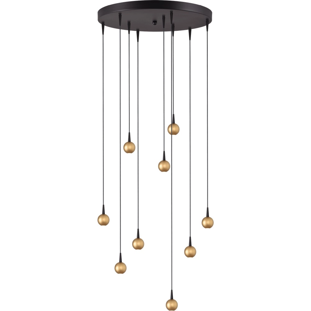 Lampe suspendue à 9 lampes Talana noir avec or Ø 50cm DTW