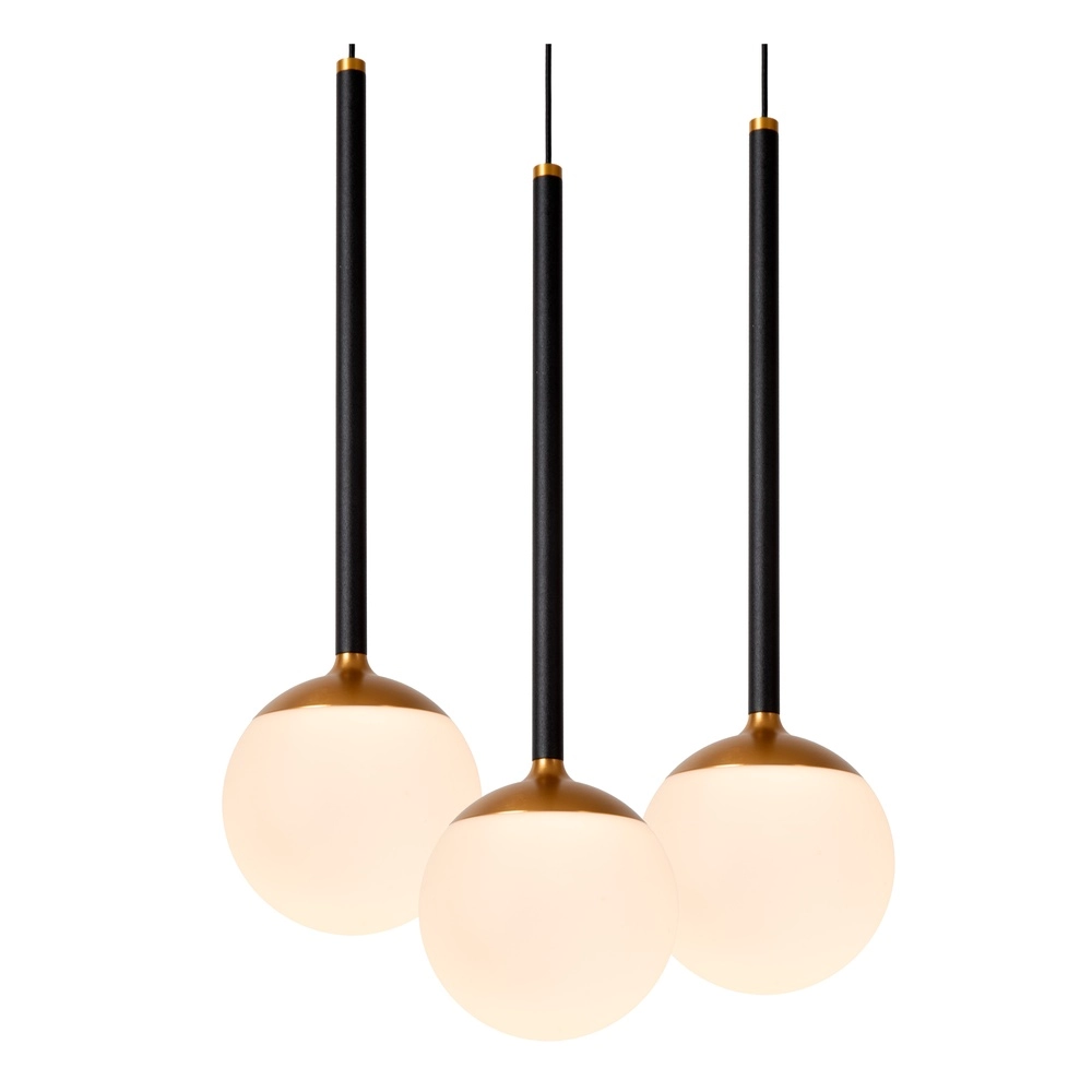 Lampe pendante de conception Calina 5 lumières avec sphères blanches Premium by Lucide 5411212242013