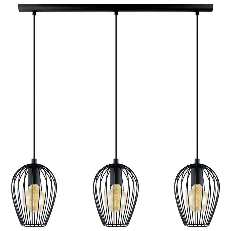 Lampe à suspension Newtown Beam 3 lumières 70cm noir