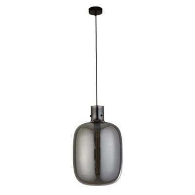 Lampe suspendue Verre Barrel noir avec verre fumé Searchlight 5053423190433