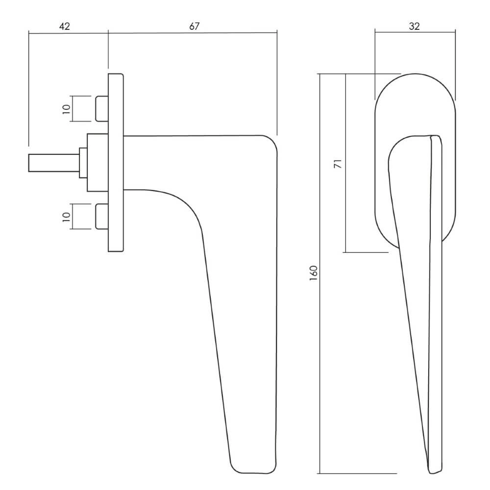 Poignée de fenêtre design Twist chrome mat Olivari 8714186481066