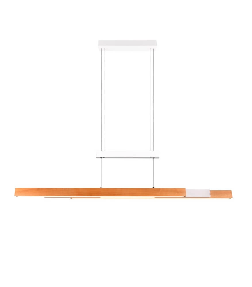 Lampe suspendue de bureau Trajan avec aspect bois et blanc Trio 4017807613018
