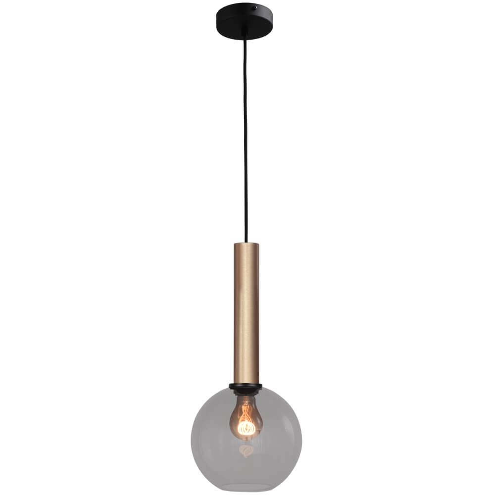 Lampe suspendue Ø 20cm Bella 2 Laiton doré avec verre fumé Lampe suspendue Ø 20cm Bella 2 Laiton doré avec verre fumé