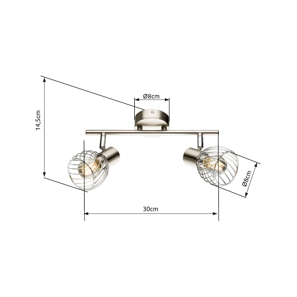Lampe de plafond Texas 2-Léger nickel Globo 9007371359899