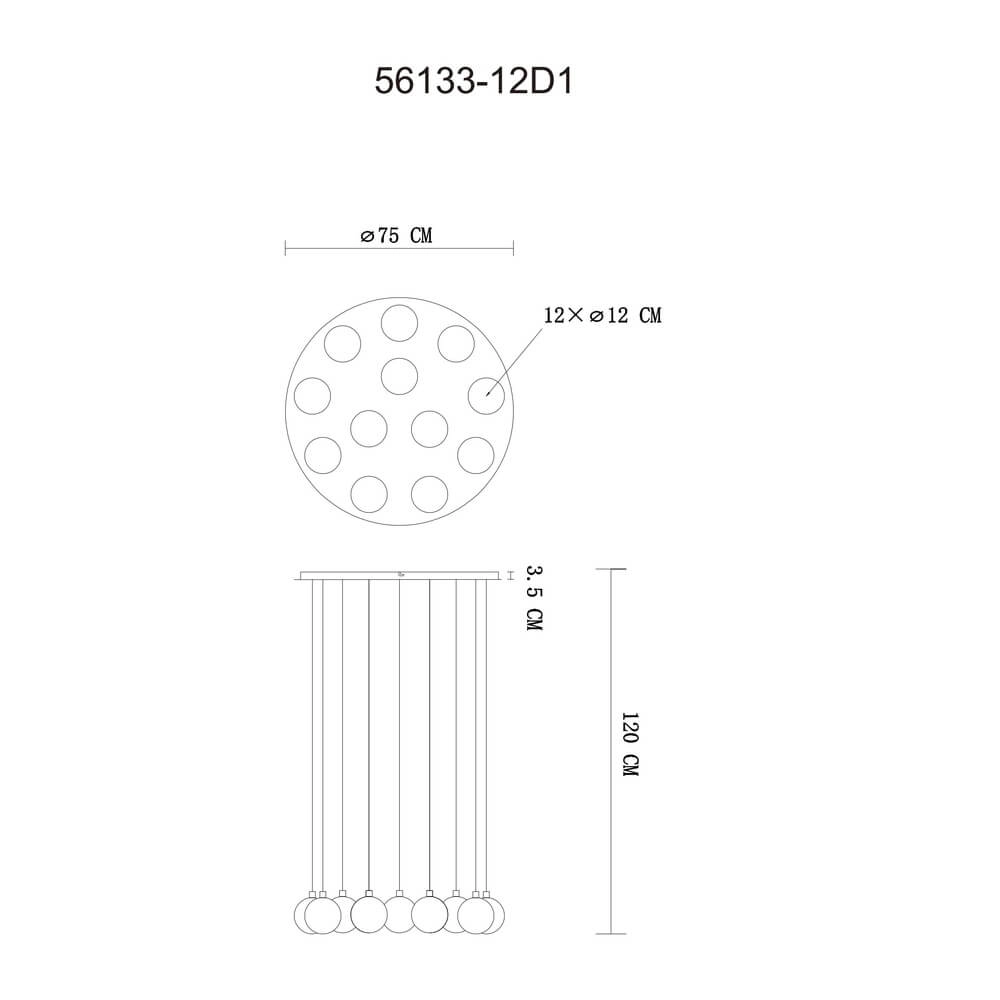Suspension noire Riha 12 lumières Globo 9007371462520