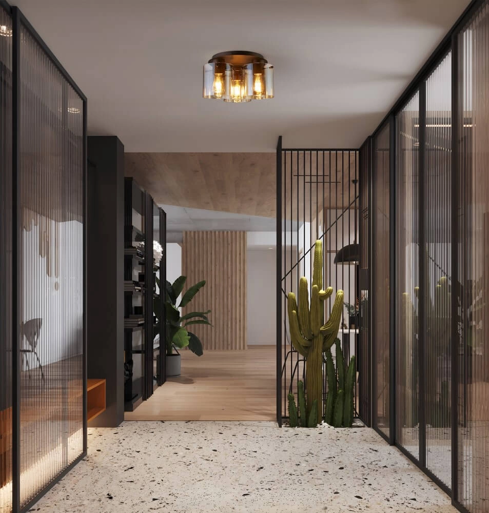 Plafonnier 3 lumières Sweden Brun moka Searchlight 5053423271668