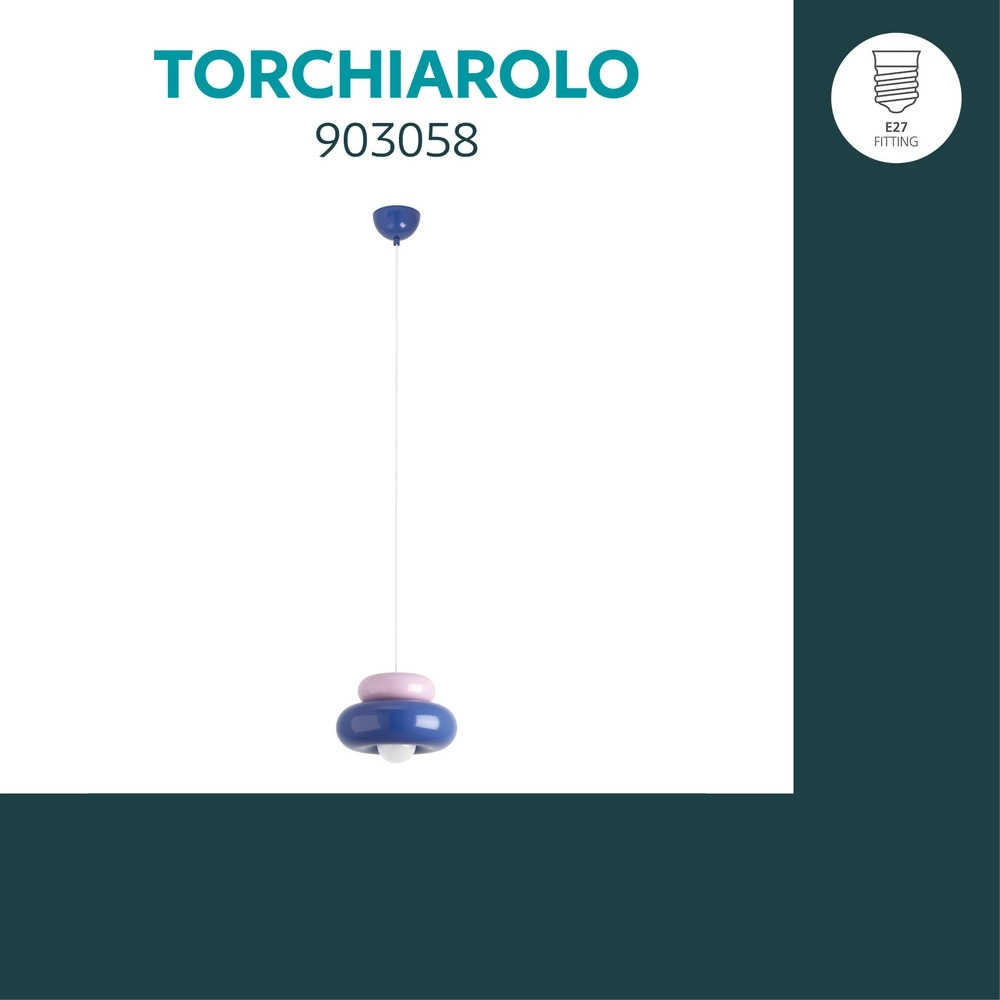 Lampe pendante de conception Torchiarolo rose avec bleu Eglo 9008606405435