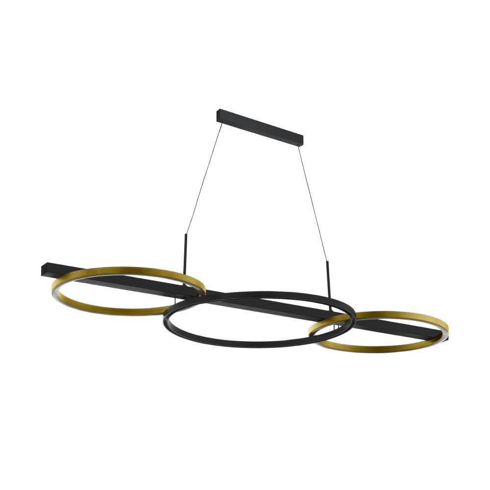 Lampe suspendue avec anneaux Lanacera noir avec de l'or Lampe suspendue avec anneaux Lanacera noir avec de l'or