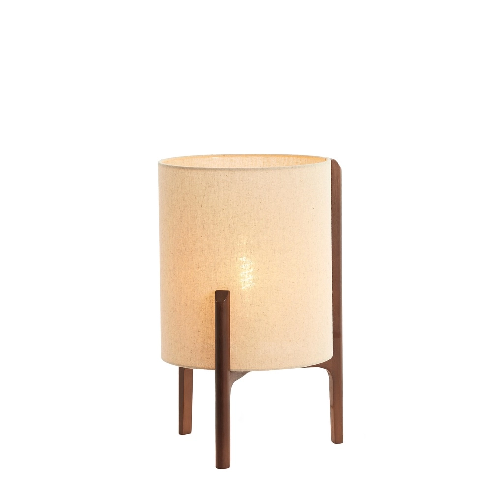 Lampe de table Litto Ø 28 cm - noyer avec lin naturel Light & Living 8717807792695