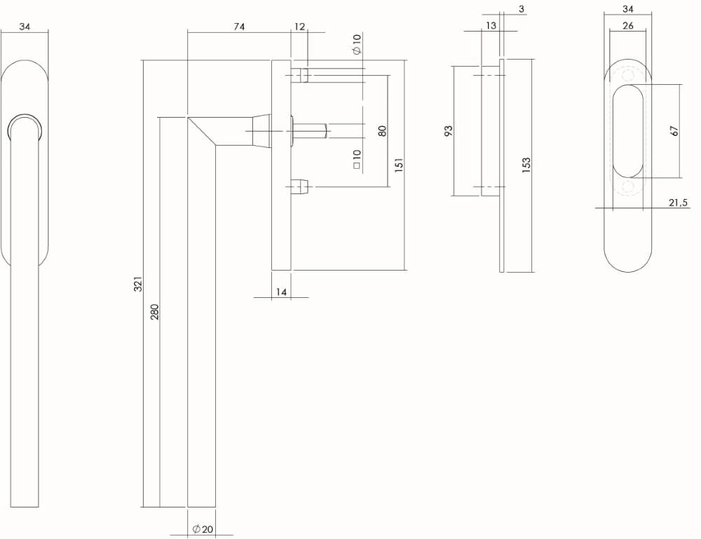 Quincaillerie de porte coulissante Slydo d’angle en acier inoxydable Intersteel 8714186083925
