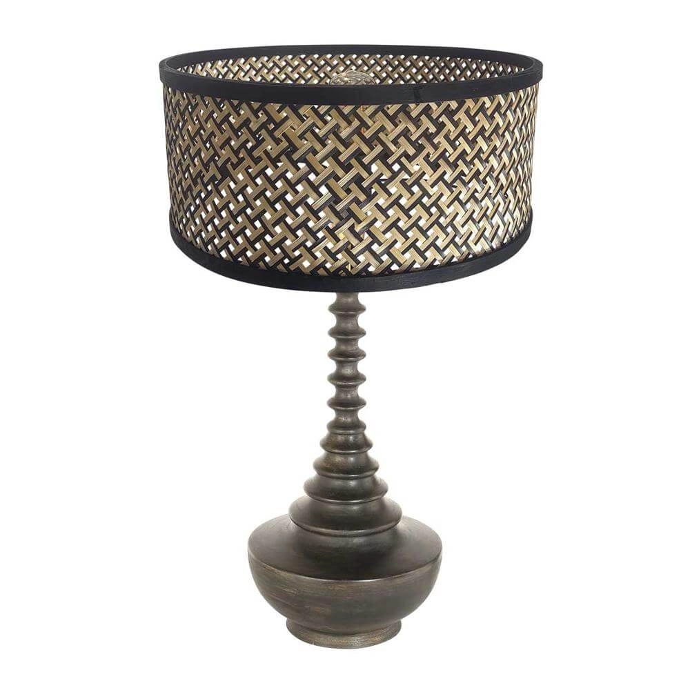 Lampe de table unique Bois avec abat-jour en bambou