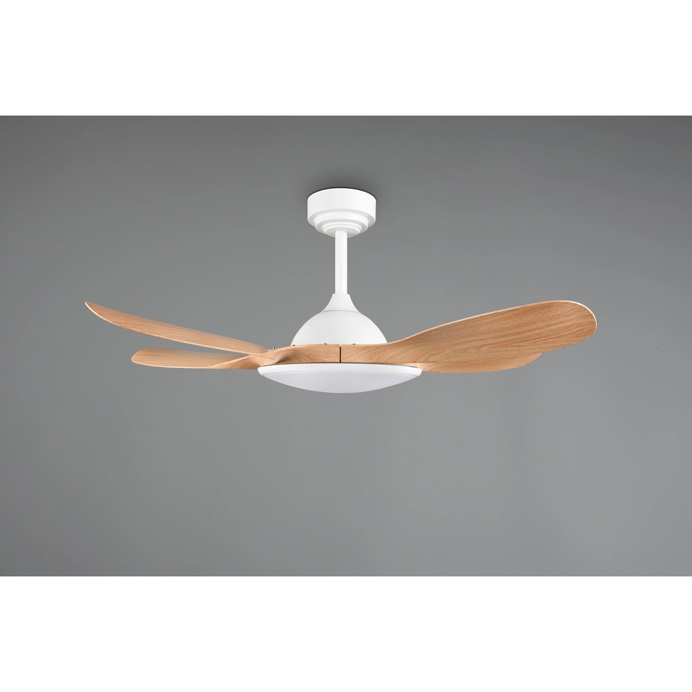 Éventail blanc Flen avec des sommets en bois Ø 108 cm Trio 4017807689297