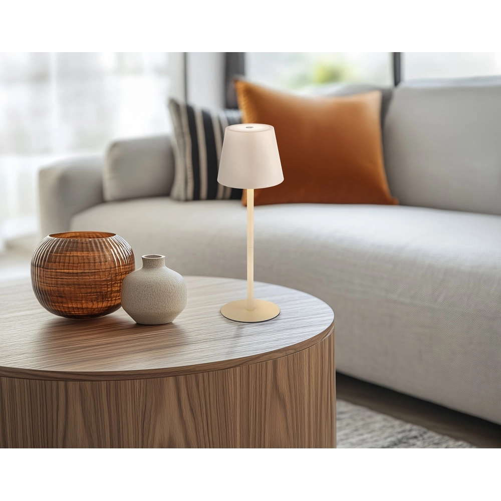 Lampe de table moderne Vannie I Brun sable également rechargeable pour bouteille Globo 9007371468805