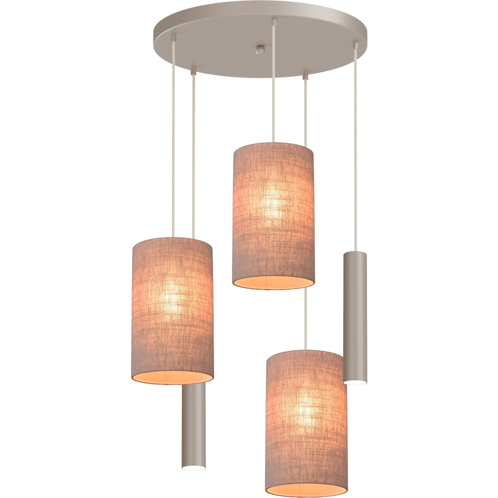 Lampe suspendue à 5 lumières Lisbourg Terra beige avec teinte gris beige