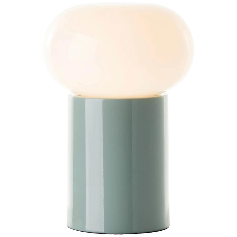 Lampe de table verte Knut avec verre blanc Lampe de table verte Knut avec verre blanc