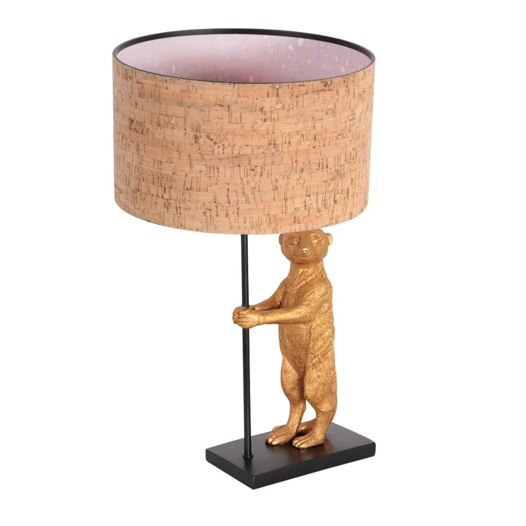 Lampe de table noire Animaux avec un chapeau en liège Ø30cm