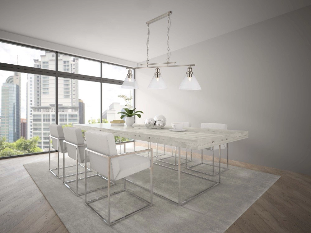 Lampe suspendue Pyramid 3 lumières argent mat Searchlight 5053423125664