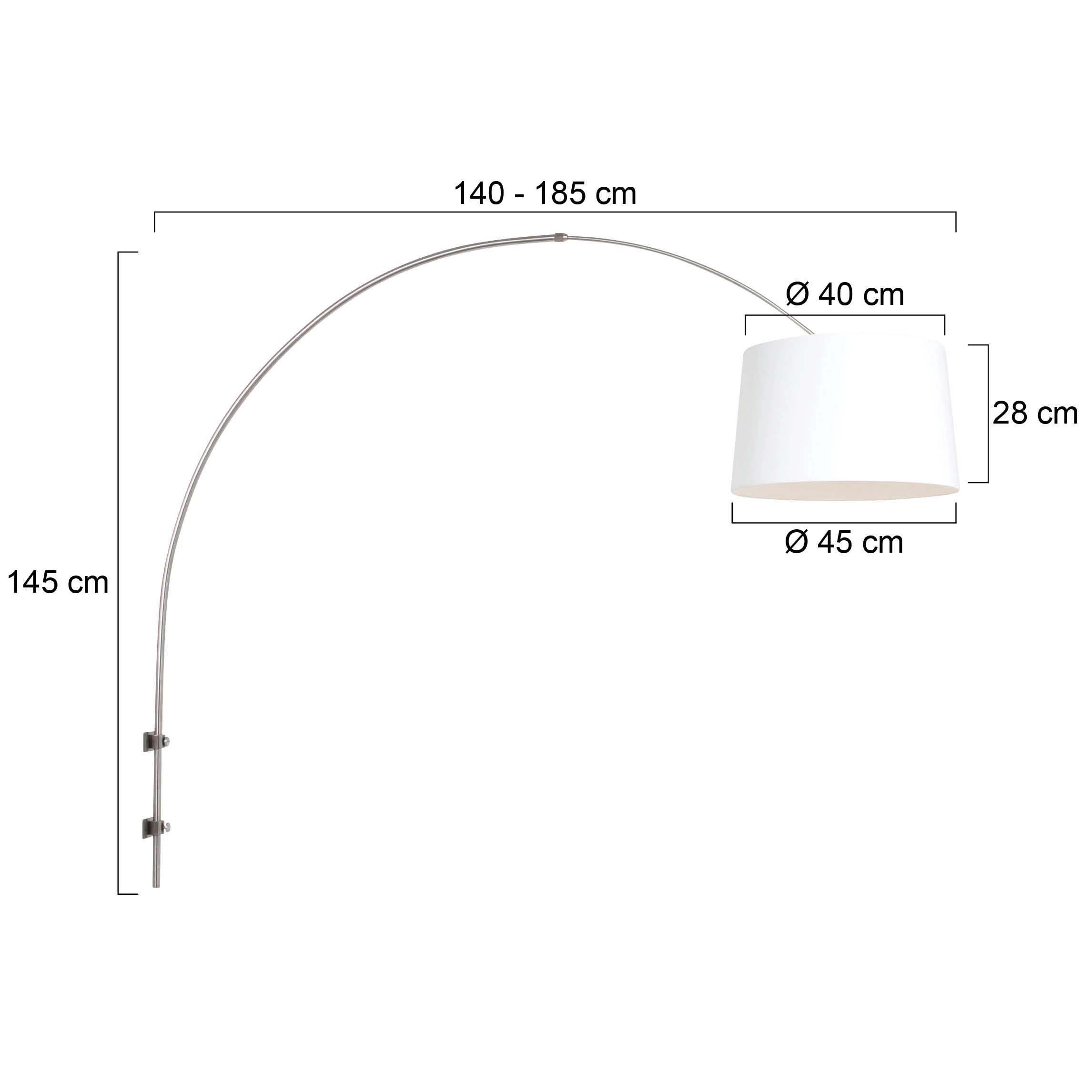 Lampe à arc murale Sparkled avec abat-jour blanc Steinhauer 8712746146677