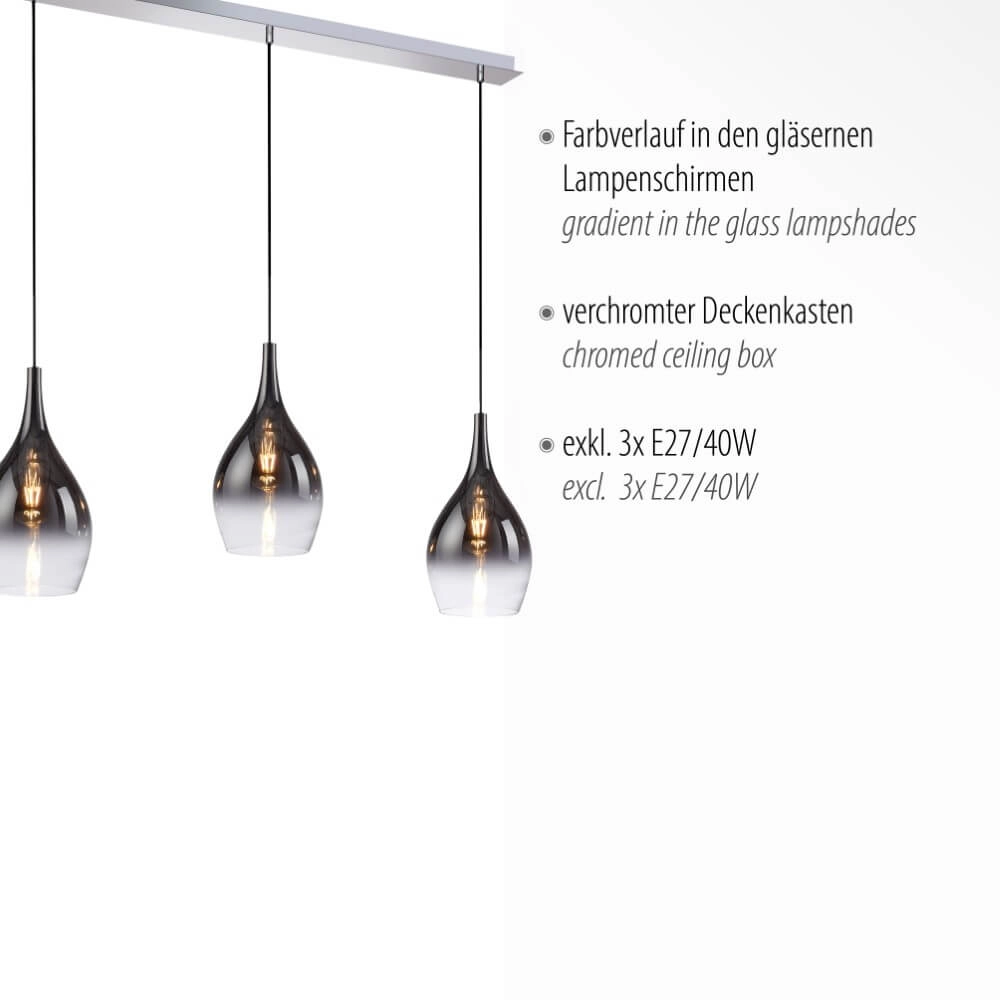 Lampe suspendue moderne Pilua 3 lumières droites Paul Neuhaus 4012248366103