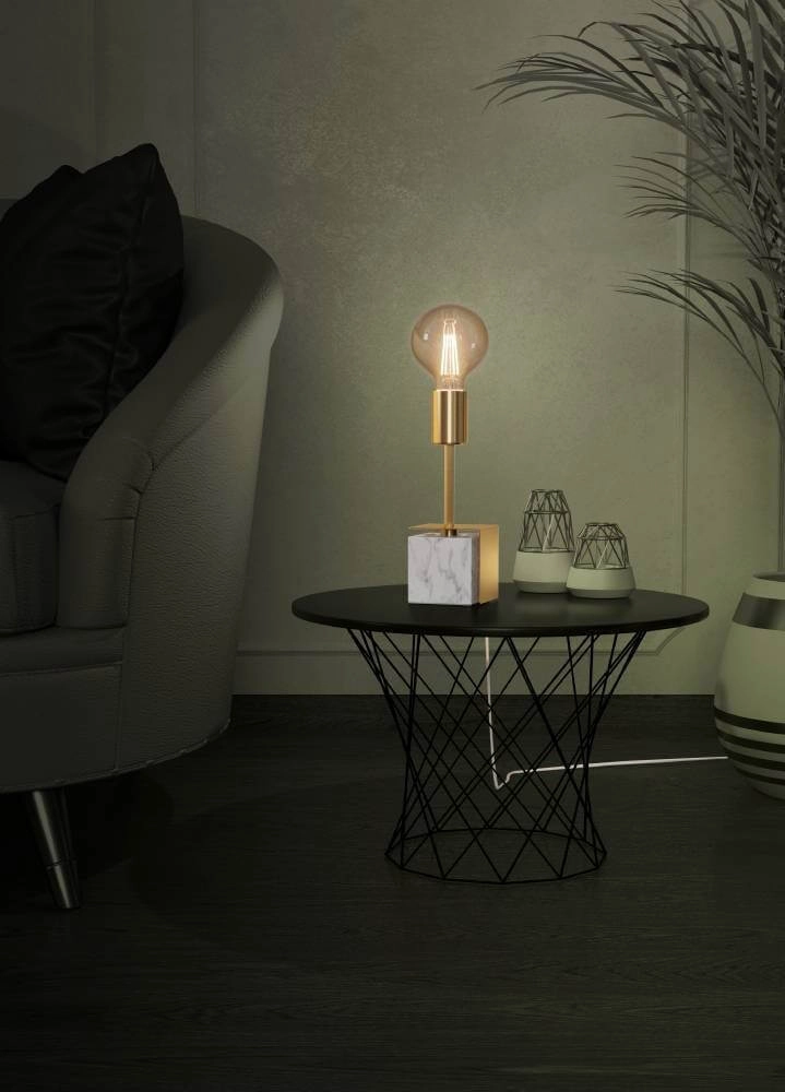 Lampe de table dorée Carmita avec socle en marbre Stars of Light 9008606240487