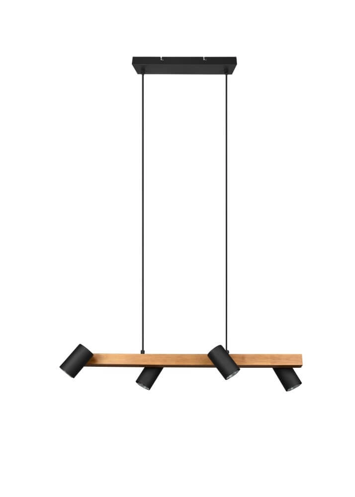 Lampe suspendue orientable Marley Noir avec du bois Trio 4017807523720