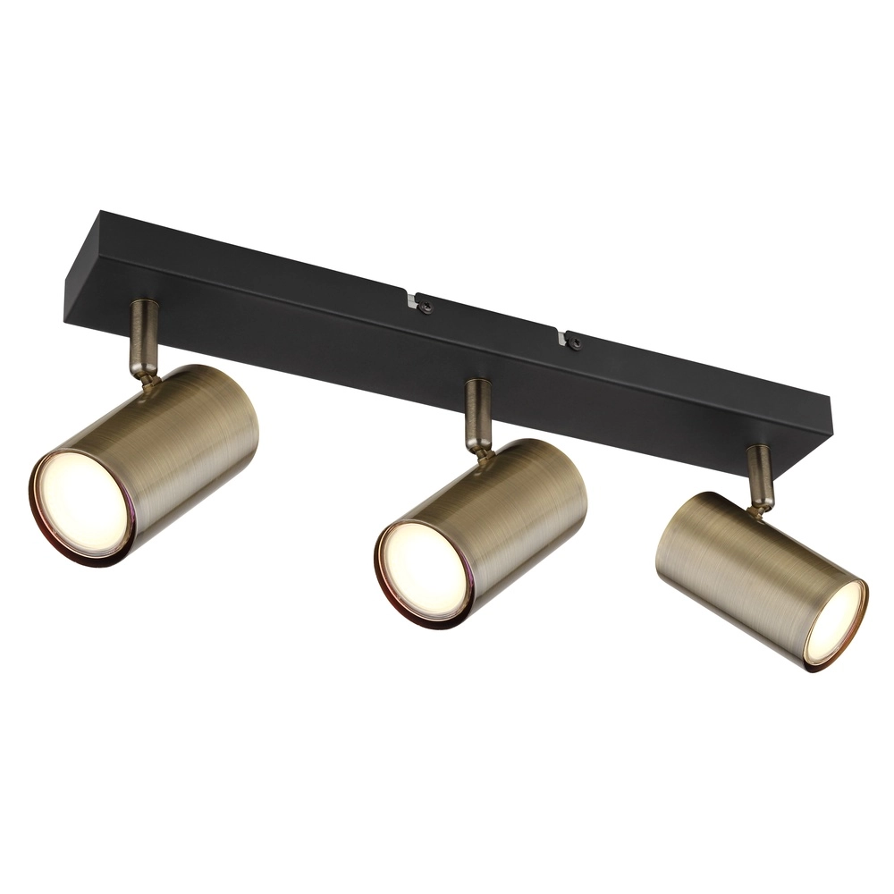 Lampe de plafond à 3 lampes Robby noir avec bronze