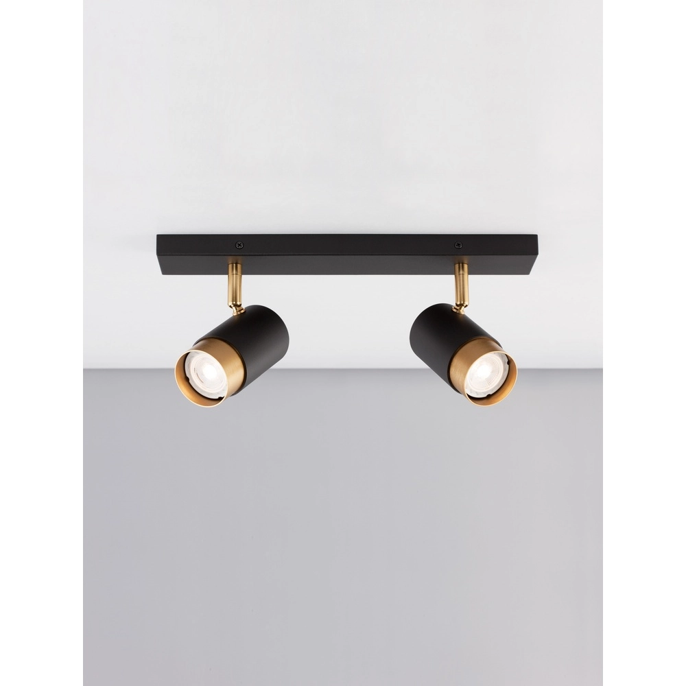 Spot de plafond Pogno 2 lumières noir avec or Lyora 5212017430847