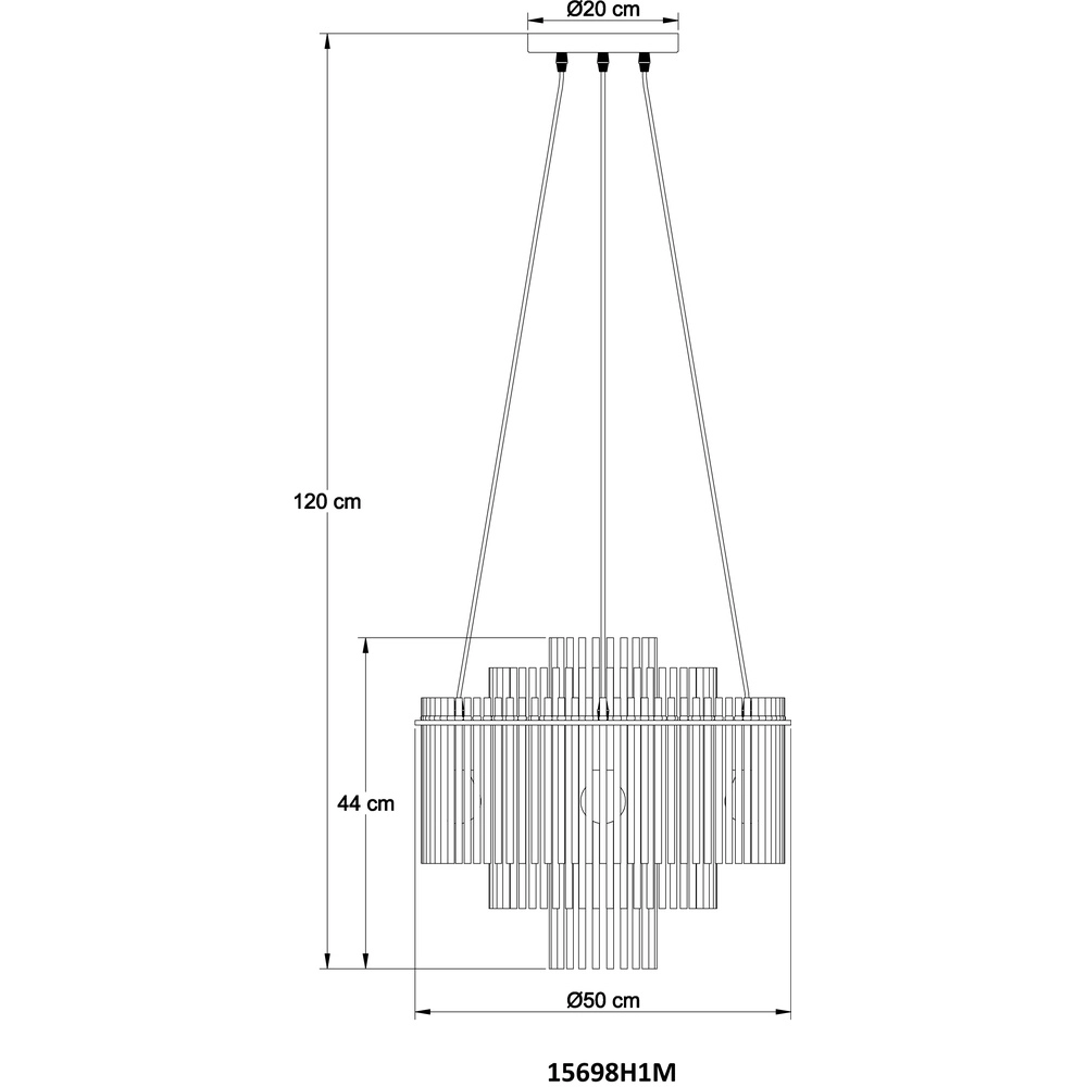 Lampe pendante Ø 50cm Gorley Or avec des bâtons en verre blanc Globo 9007371512133