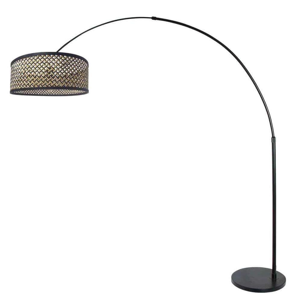 Lampe à arc Sparkled Light noir avec abat-jour en bambou Steinhauer 8712746172874