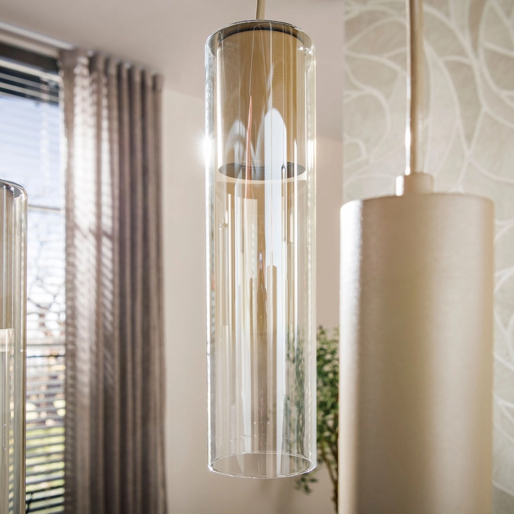 Lampe suspendue élégante Lungo 9 feux marron sable Lyora 8716803514911